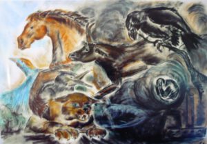 "Aufstand der Tiere" Pastell 1998